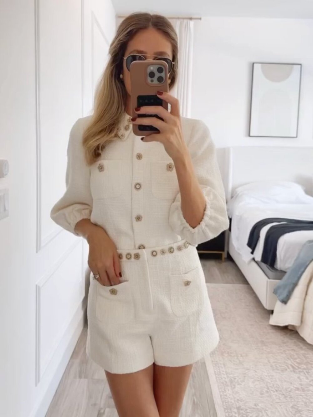 Cinq à Sept Ansey Studded Tweed Shorts